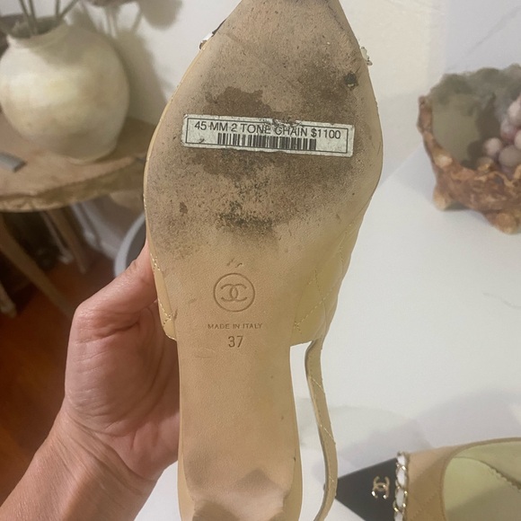 Chanel two tone slingback pumps heels size 7 - Picture 3 of 11